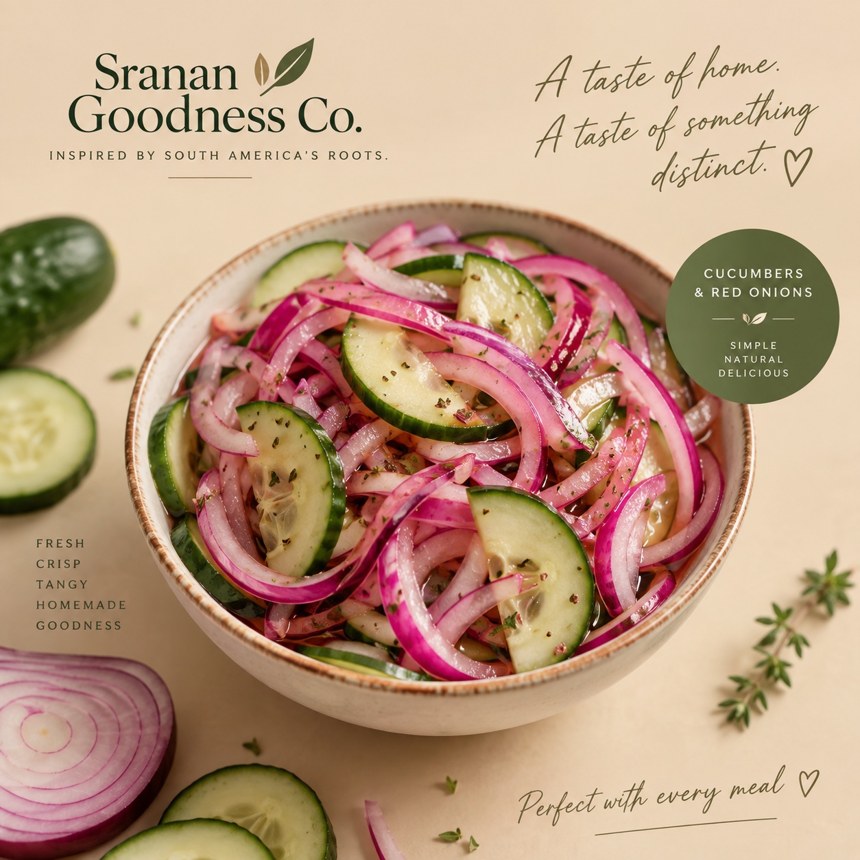 Sranan Goodness jar with cucumber and red onion