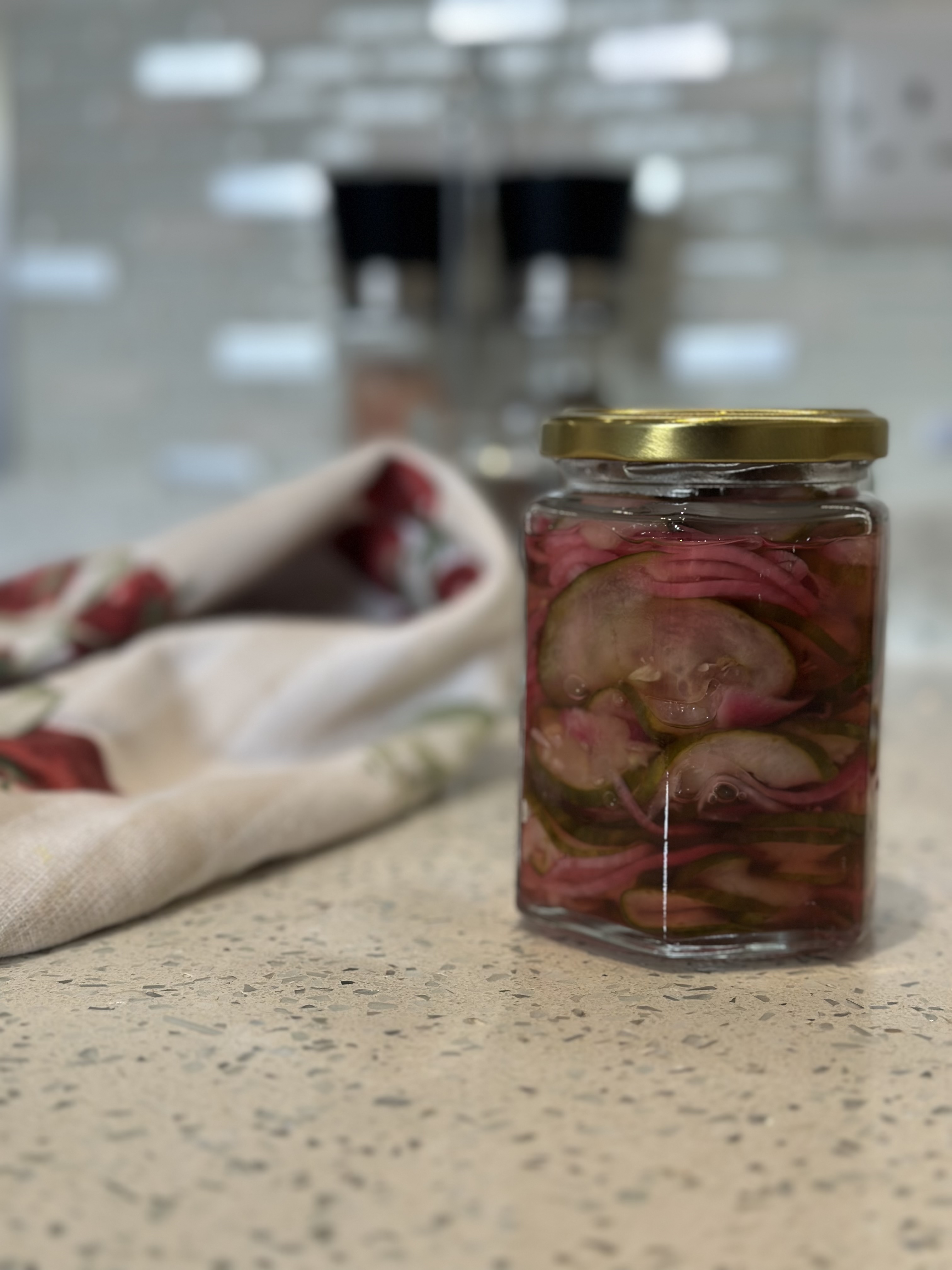 A Sranan Goodness jar in a kitchen
