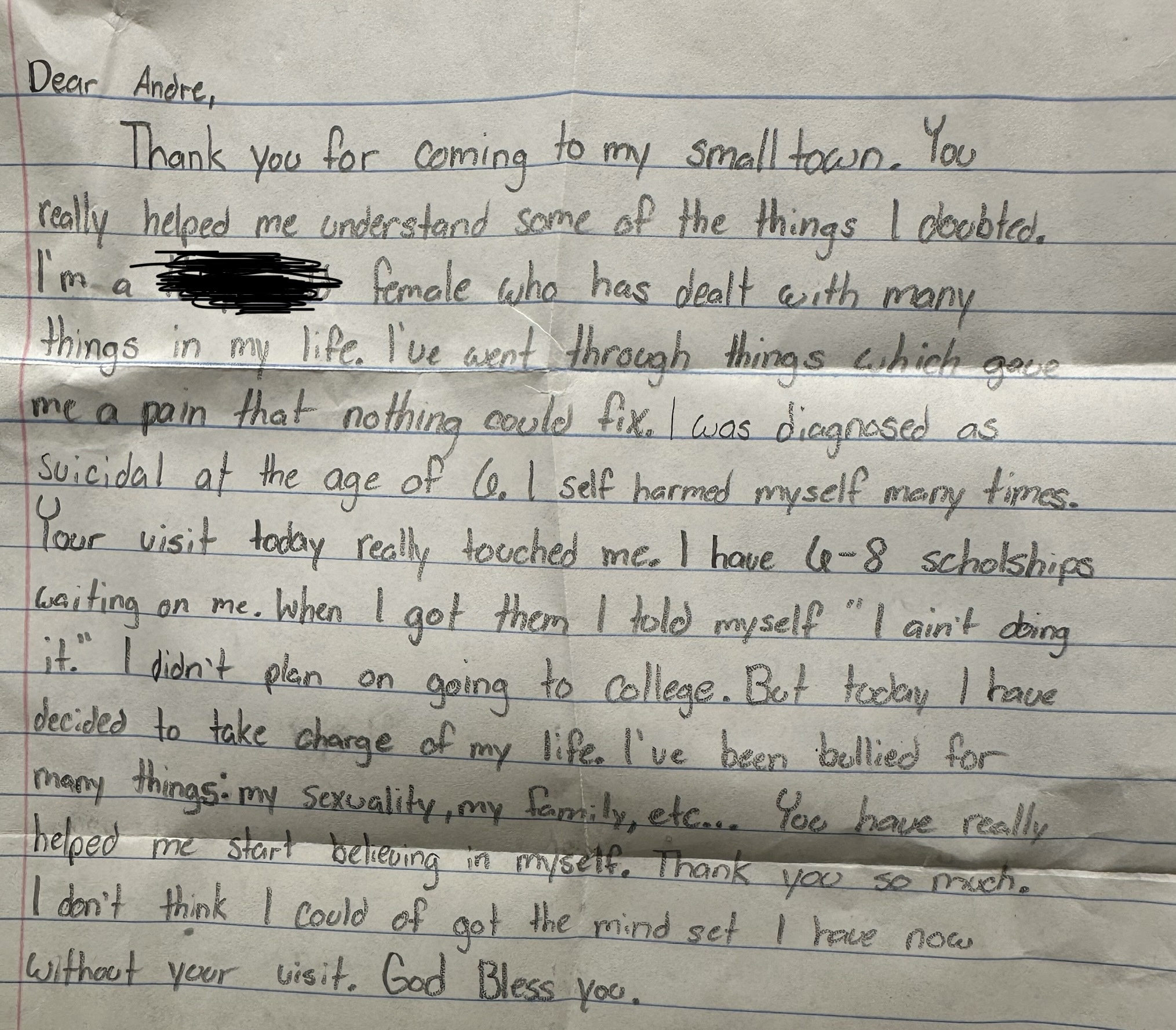 Impact note from student