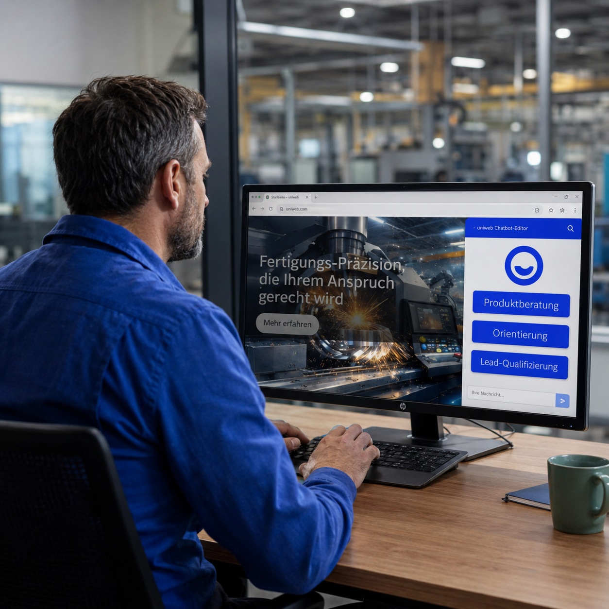 Mitarbeiter in der Industrie nutzt homie AI