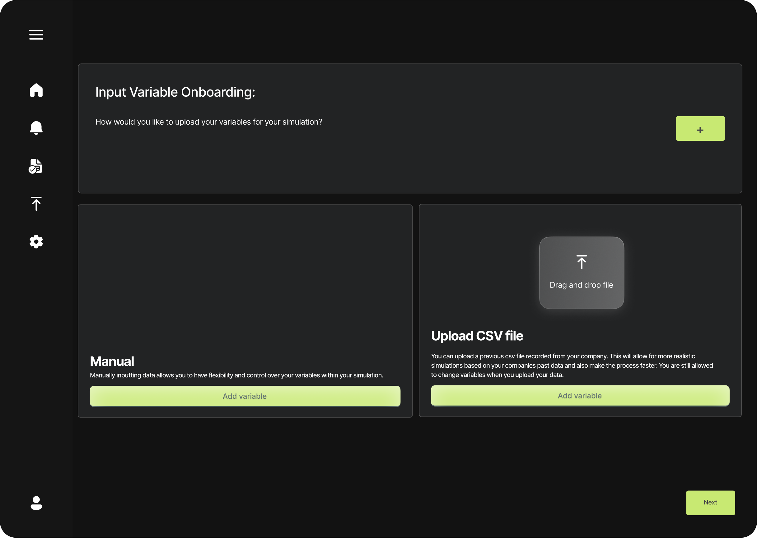 Input Variable Screen