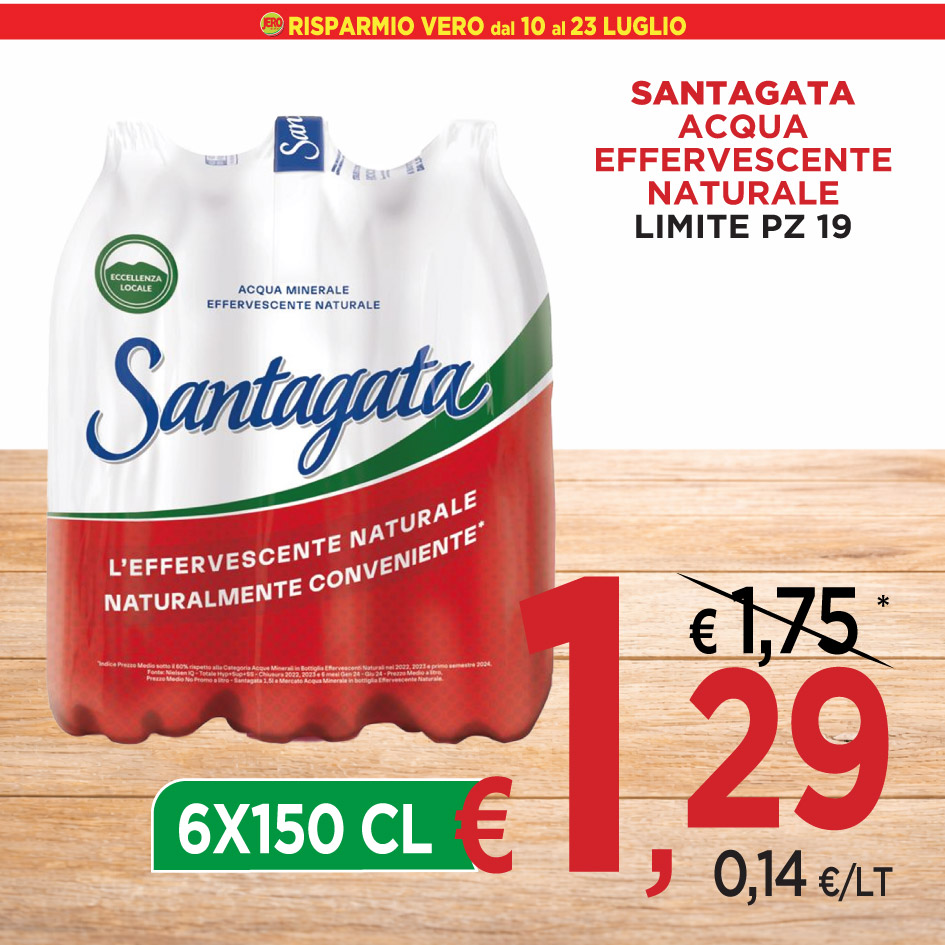 Santagata Acqua Effervescente Naturale Limite Pz 19