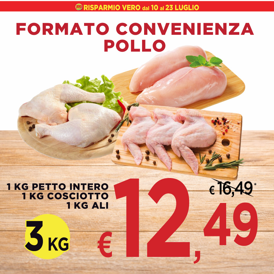 Formato Convenienza Pollo (1 Kg Petto + 1 Kg Cosciotto + 1 Kg Ali)