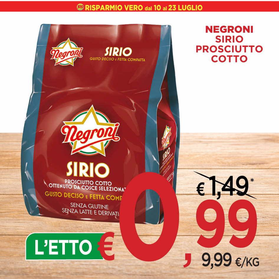 Negroni Sirio Prosciutto Cotto