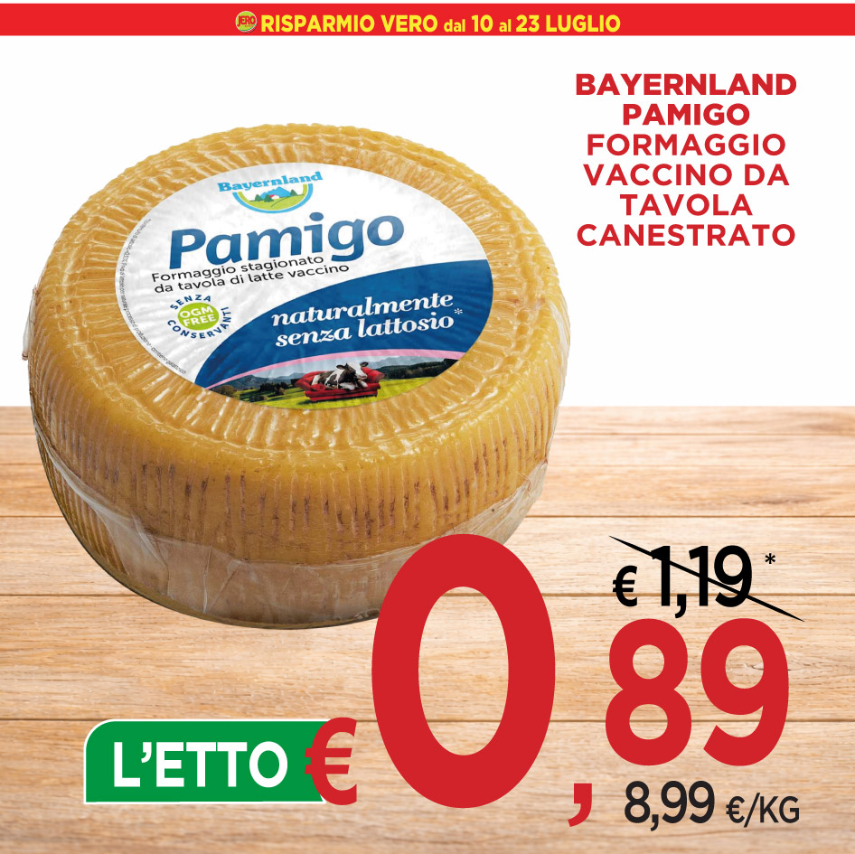 Bayernland Pamigo Formaggio Vaccino da Tavola Canestrato