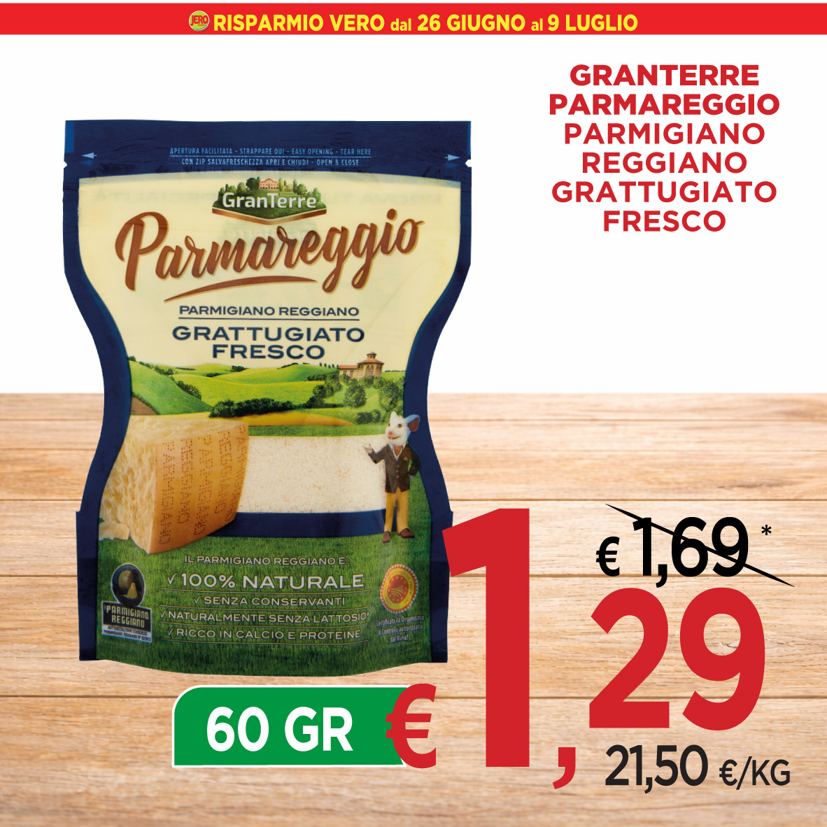GranTerre Parmareggio Parmigiano Reggiano Grattugiato Fresco