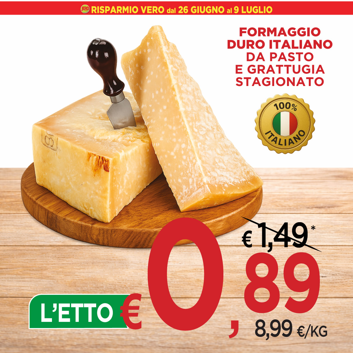 Formaggio Duro Italiano da Pasto e Grattugia Stagionato
