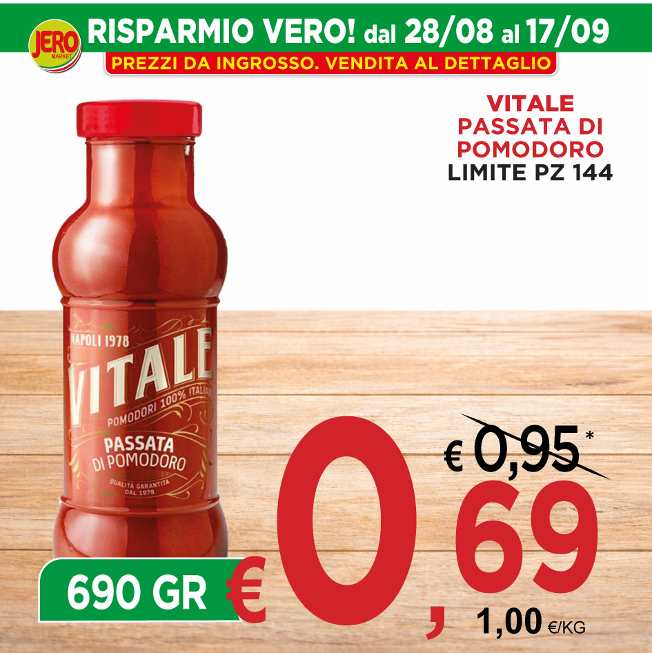 Vitale Passata di Pomodoro Limite Pz 144