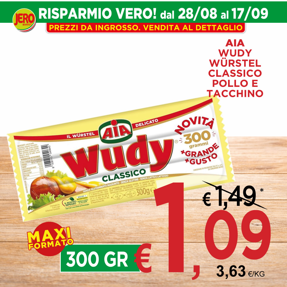 AIA Wudy Würstel Classico Pollo e Tacchino