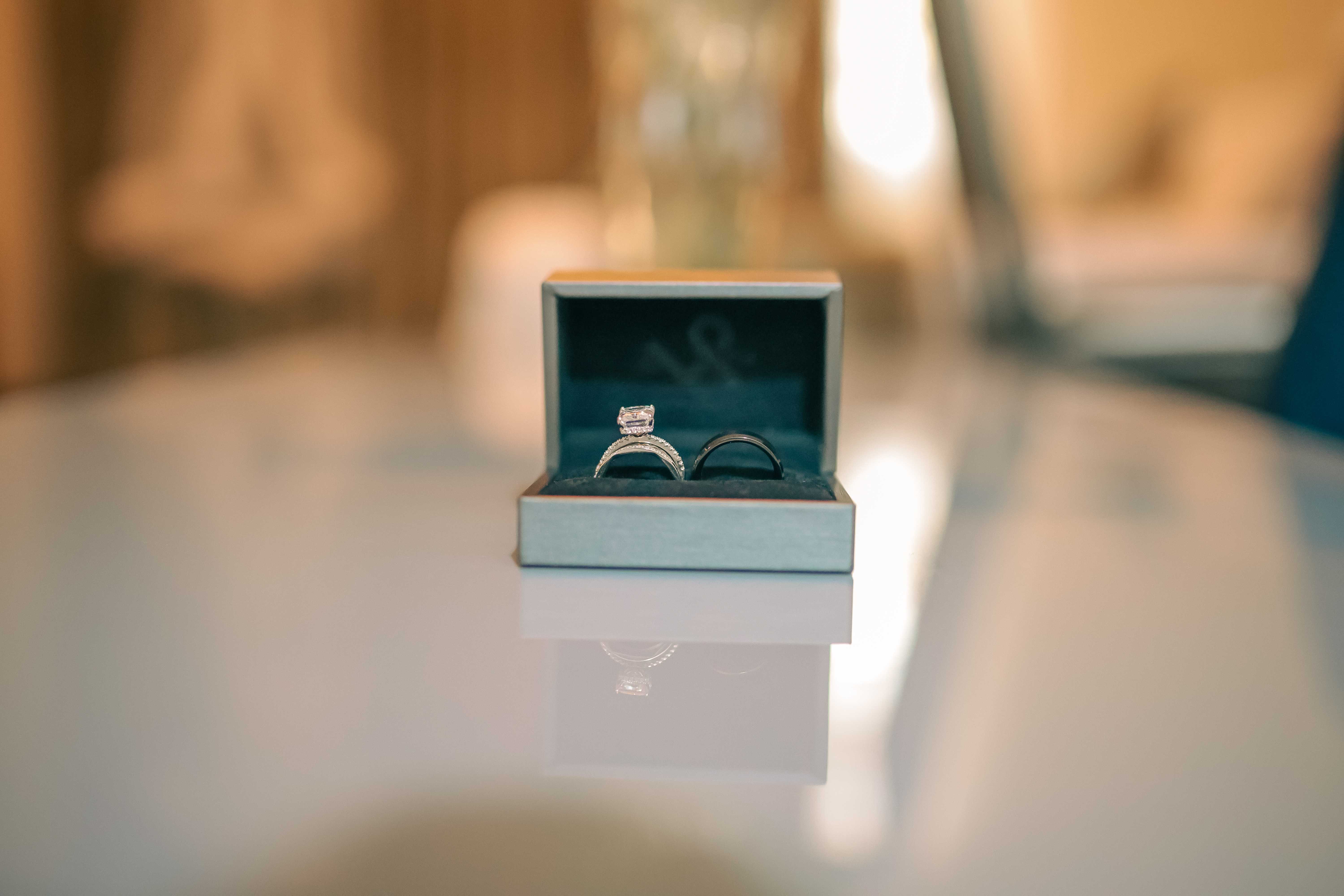 Ring box on table