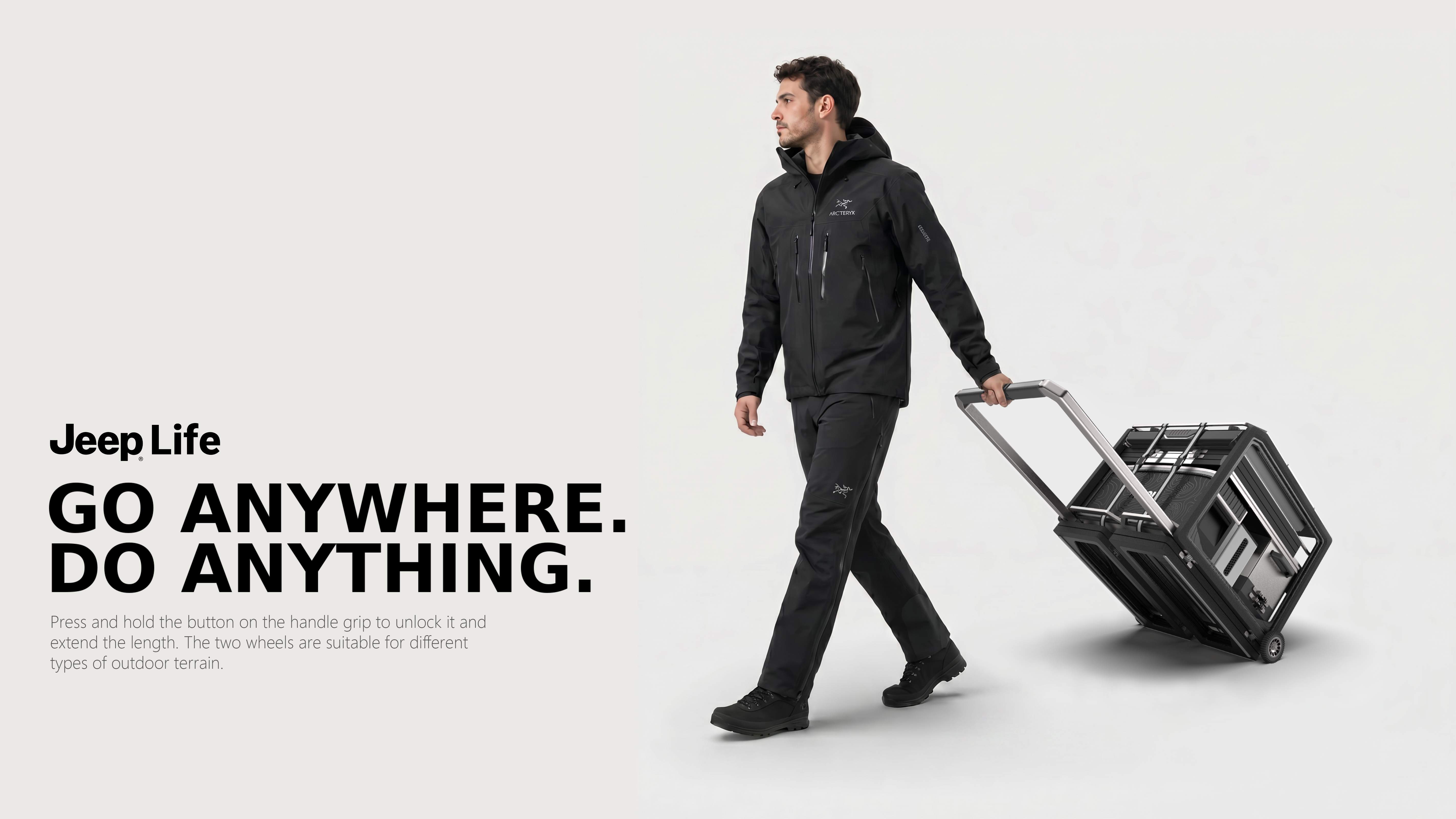 Man pulling the trolley - Go Anywhere. Do Anything.