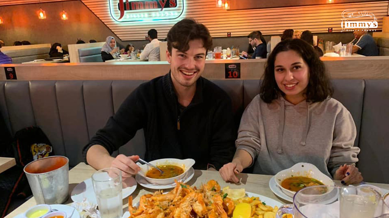 Happy diners enjoying their meal at Jimmy's