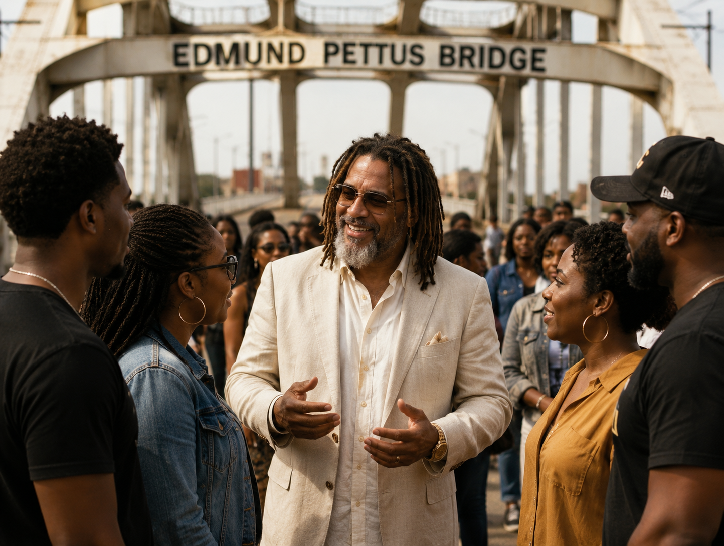 Julius Bishop at Edmund Pettus Bridge, Selma, Alabama