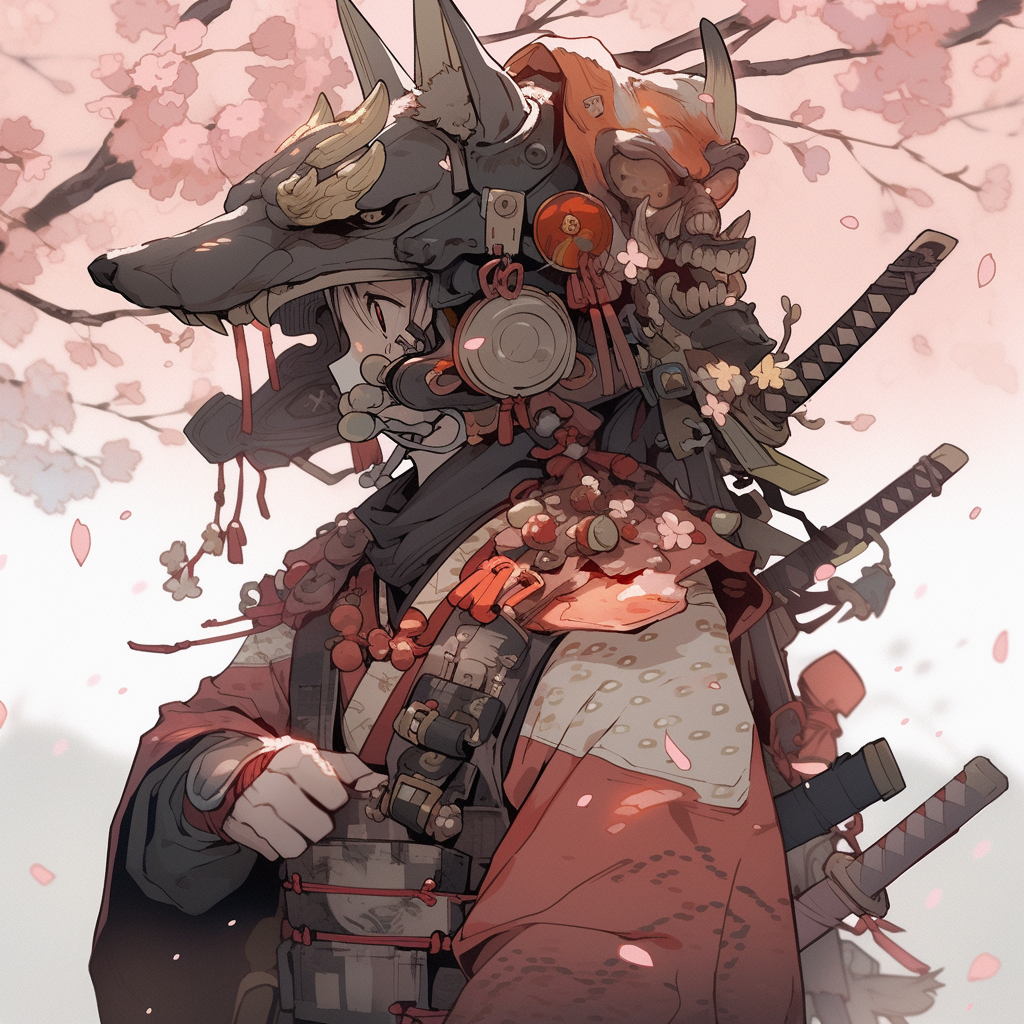 AI generated samurai wolf character