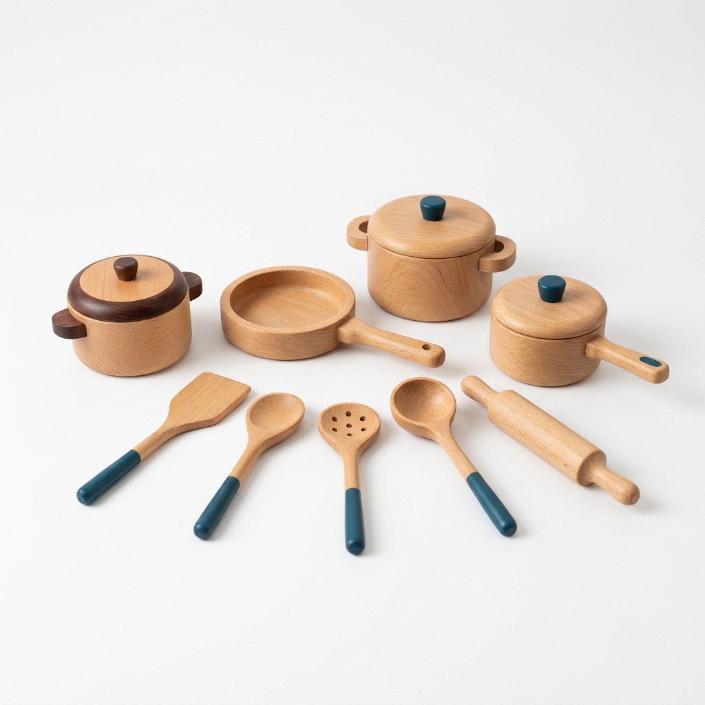 Kit Panelinha Mini Cozinha em Madeira