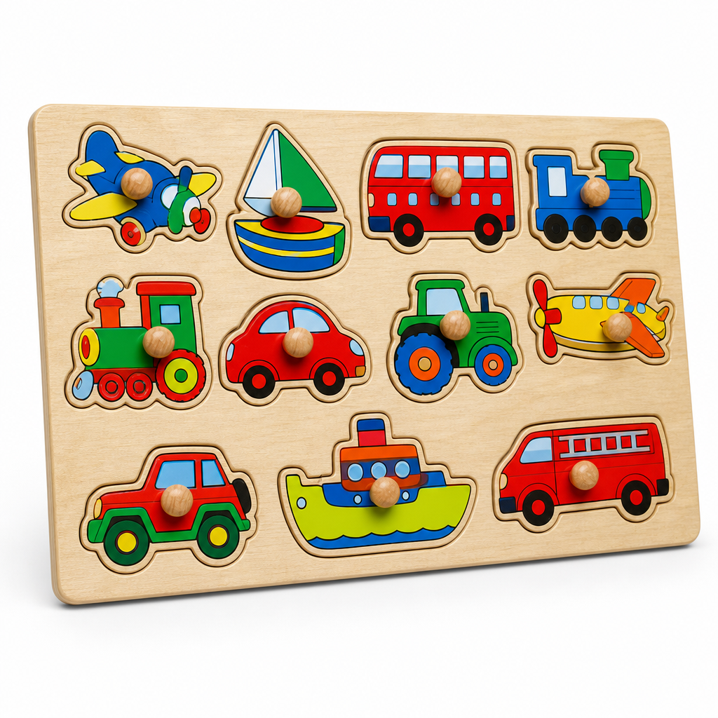 Kit Quebra-Cabeça Baby com Pegador Transportes