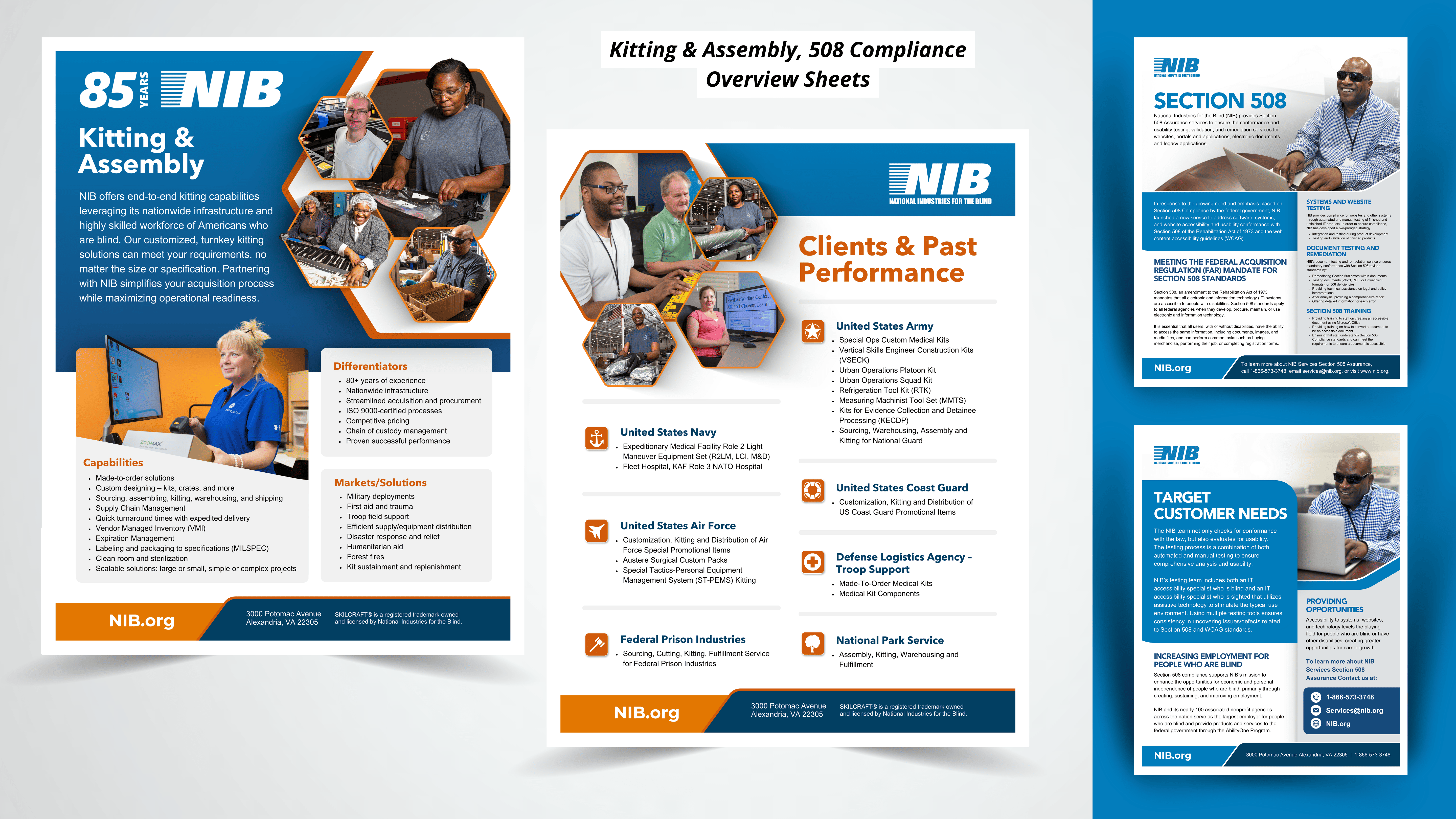 Kitting and Assembly capabilities overview and Section 508 compliance service sheets