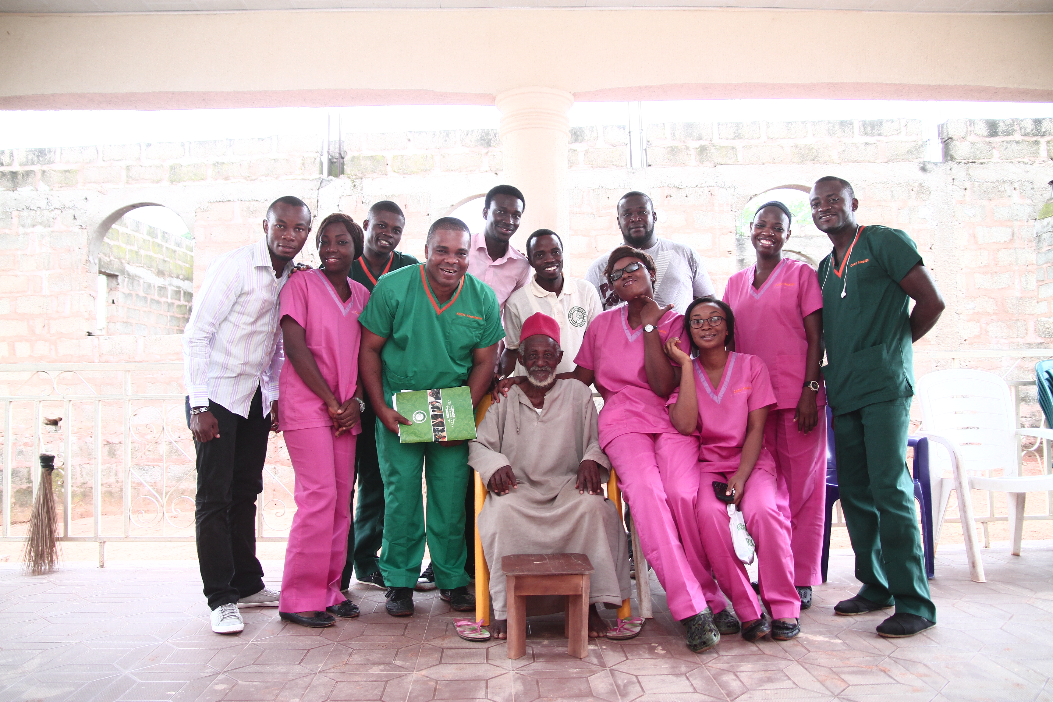 Team with village elder during first visit to Irekpai