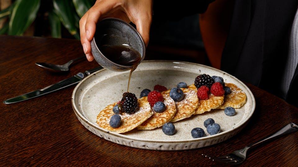 Artisan pancakes with fresh berries
