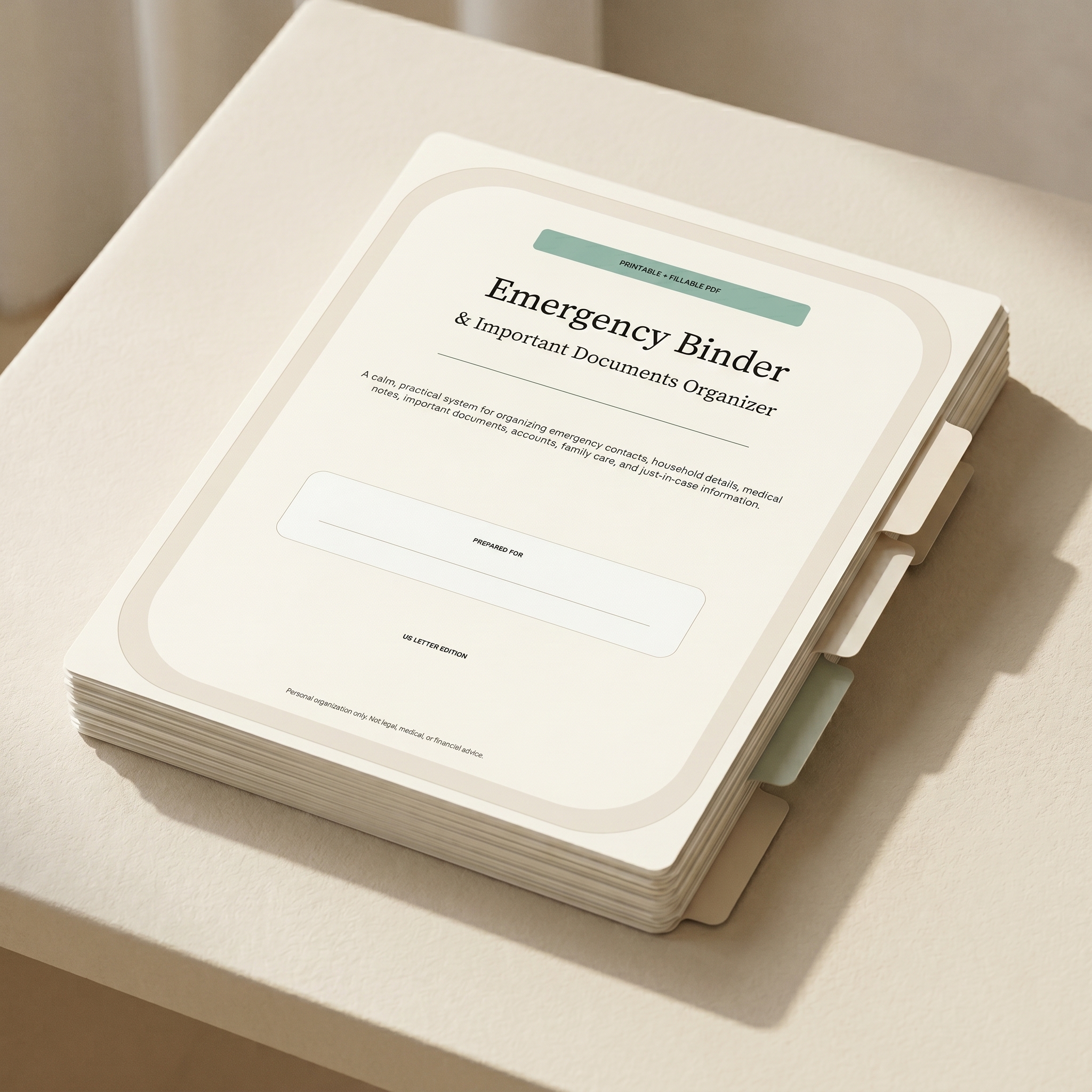 Emergency Binder Premium System - stacked binder with tabs