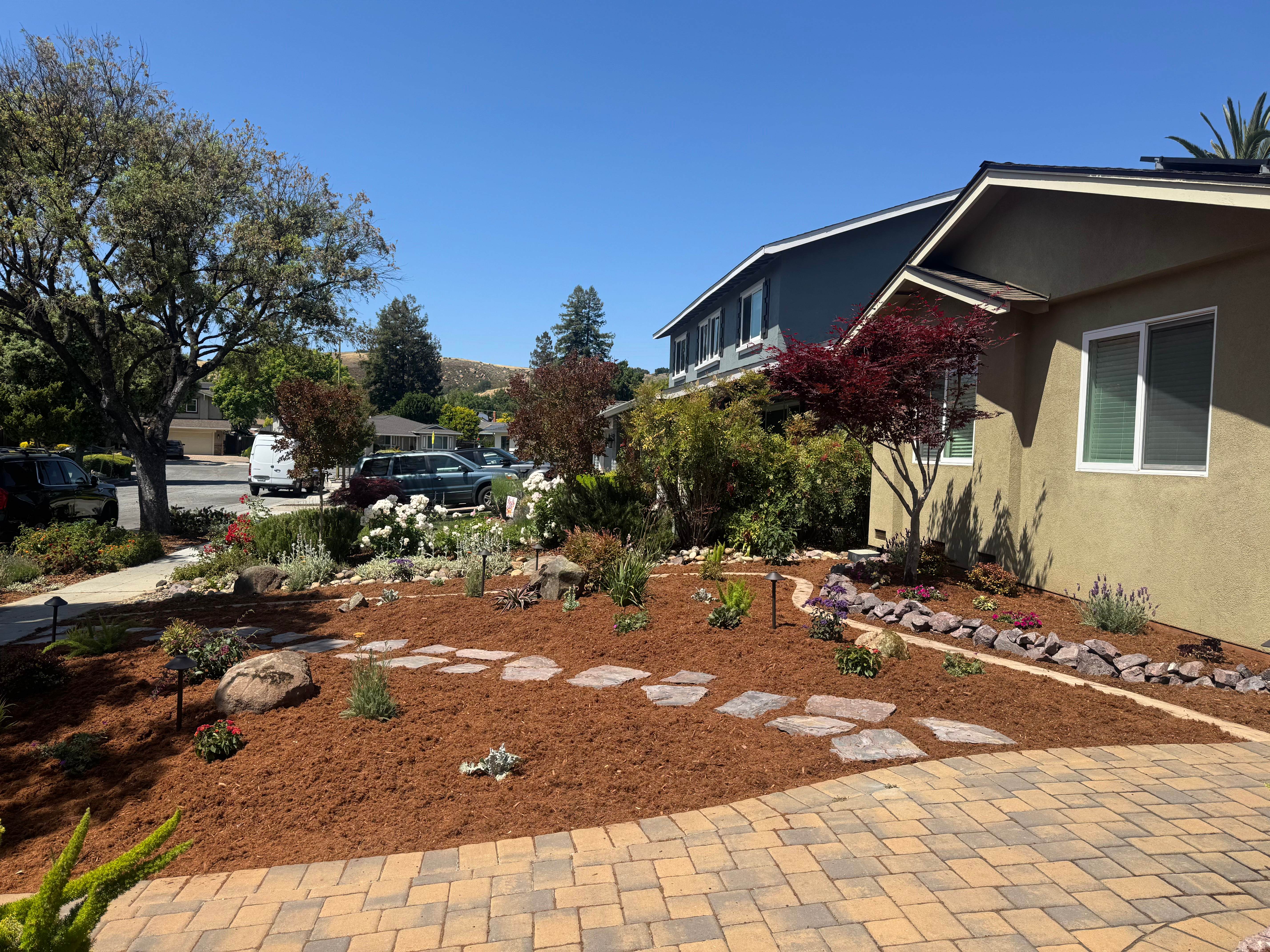 Complete front yard landscape installation