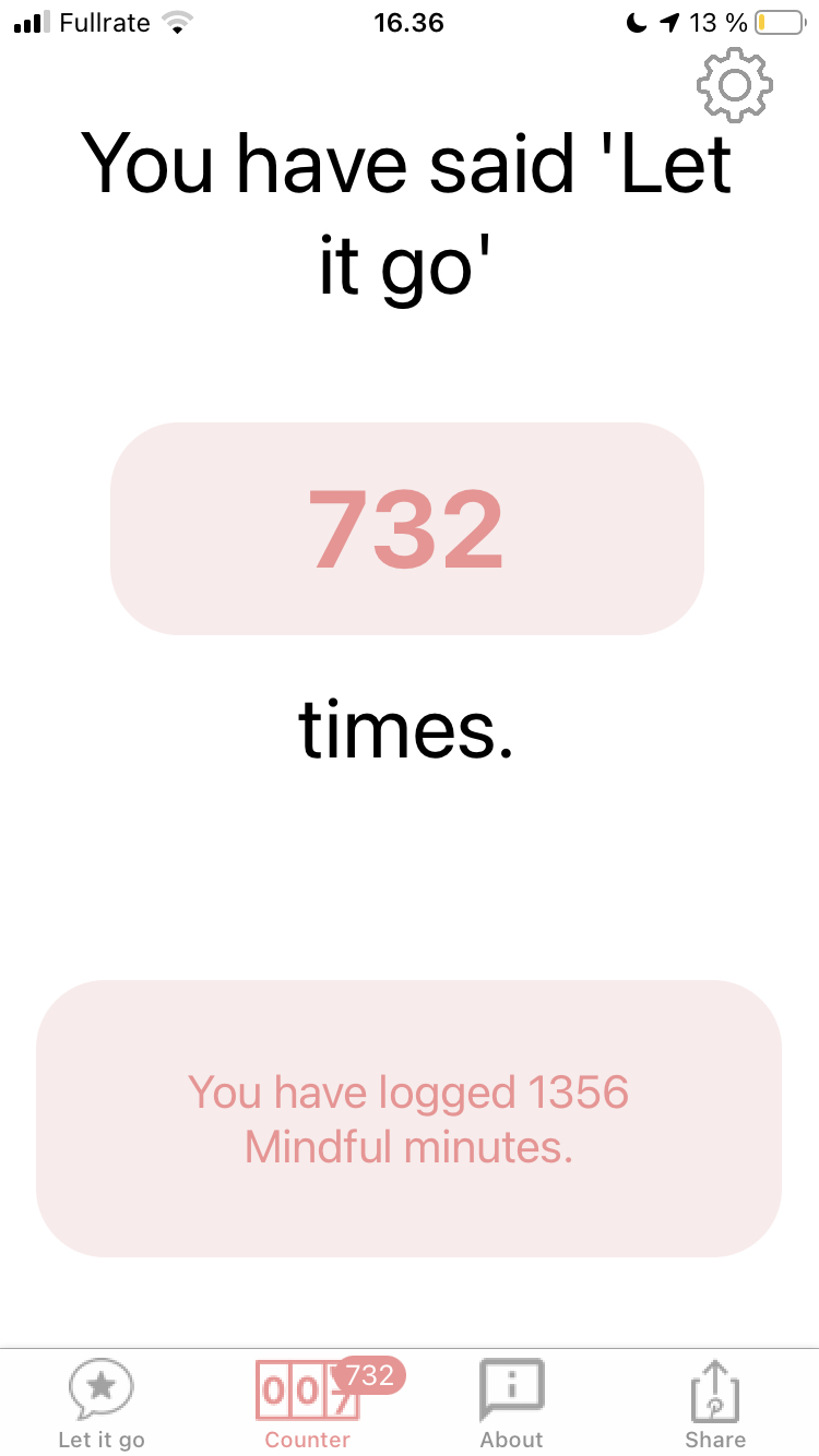 Let It Go Counter Screen - Shows how many times you've let things go