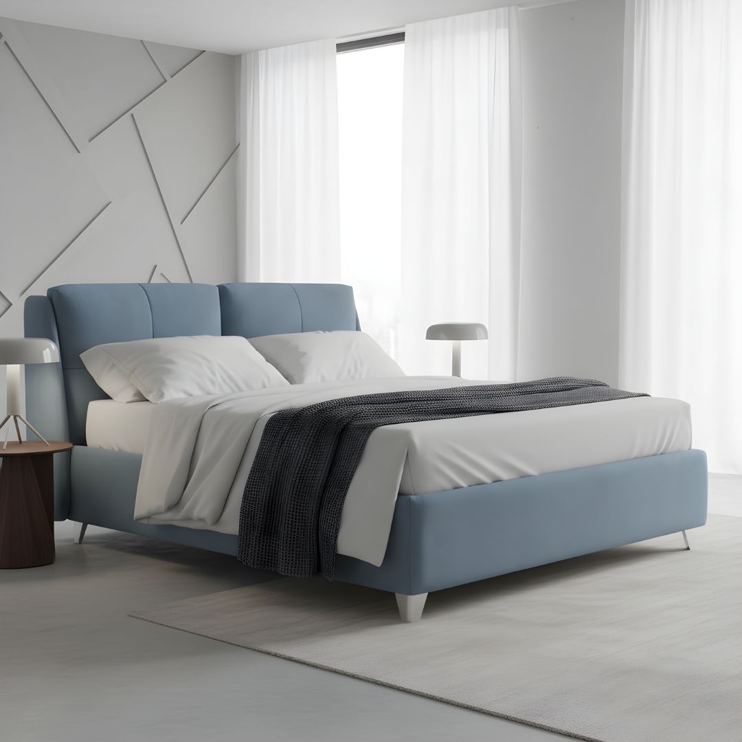 Letto azzurro curvo accogliente