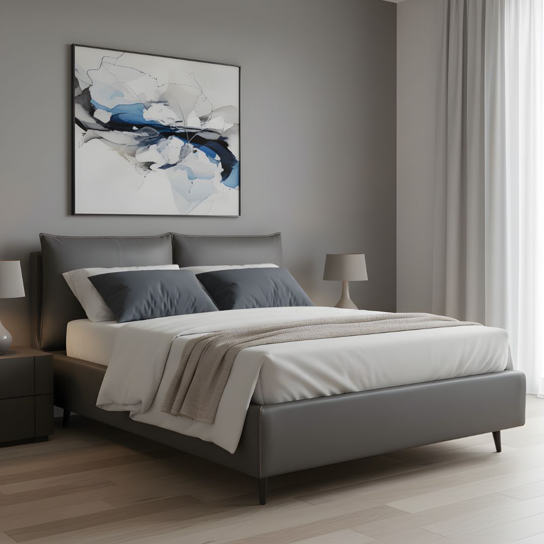 Letto grigio scuro presenza