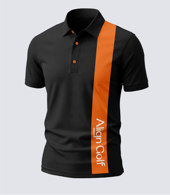 Line Black polo shirt with orange stripe