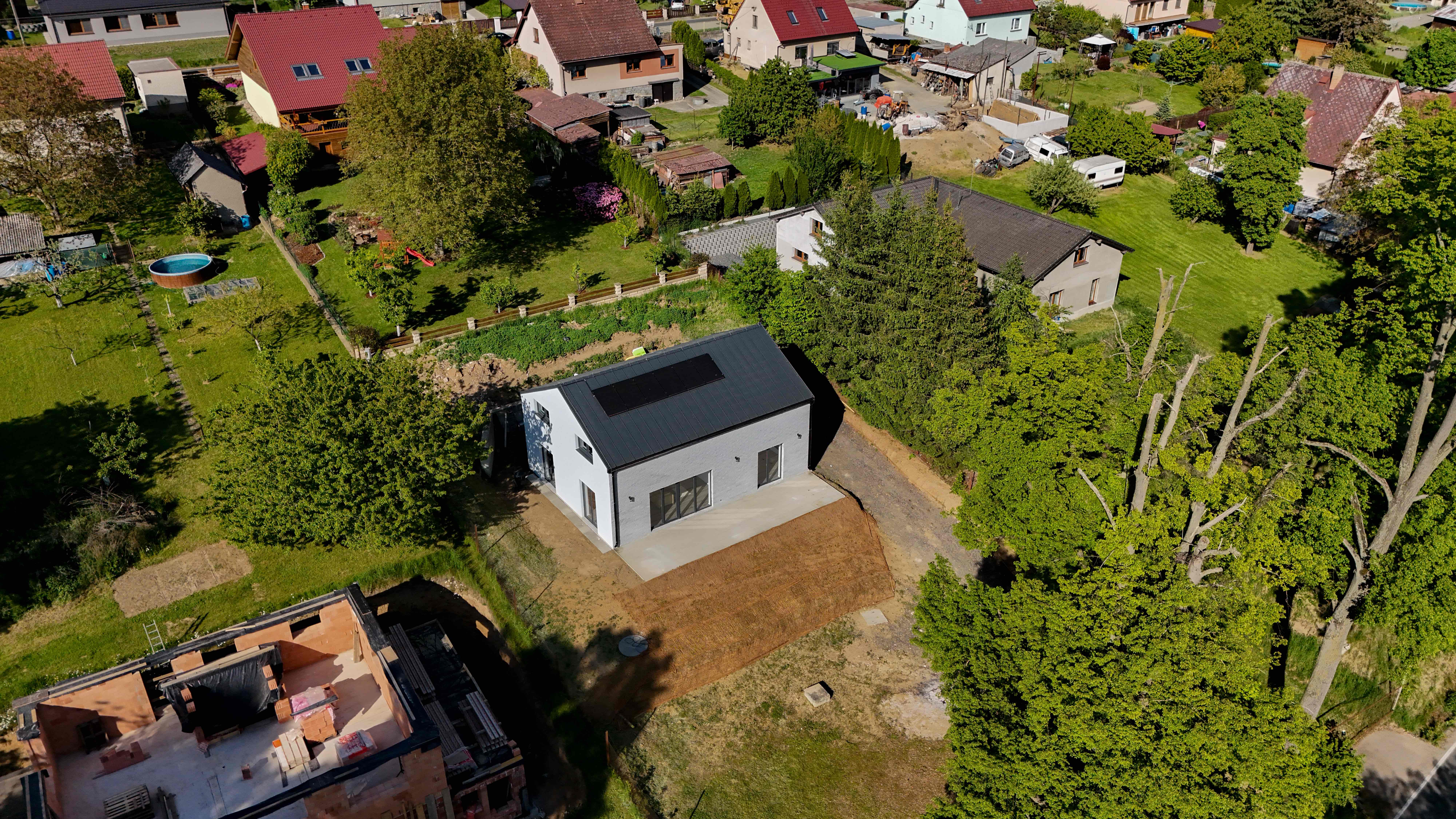 Aerial view of the house