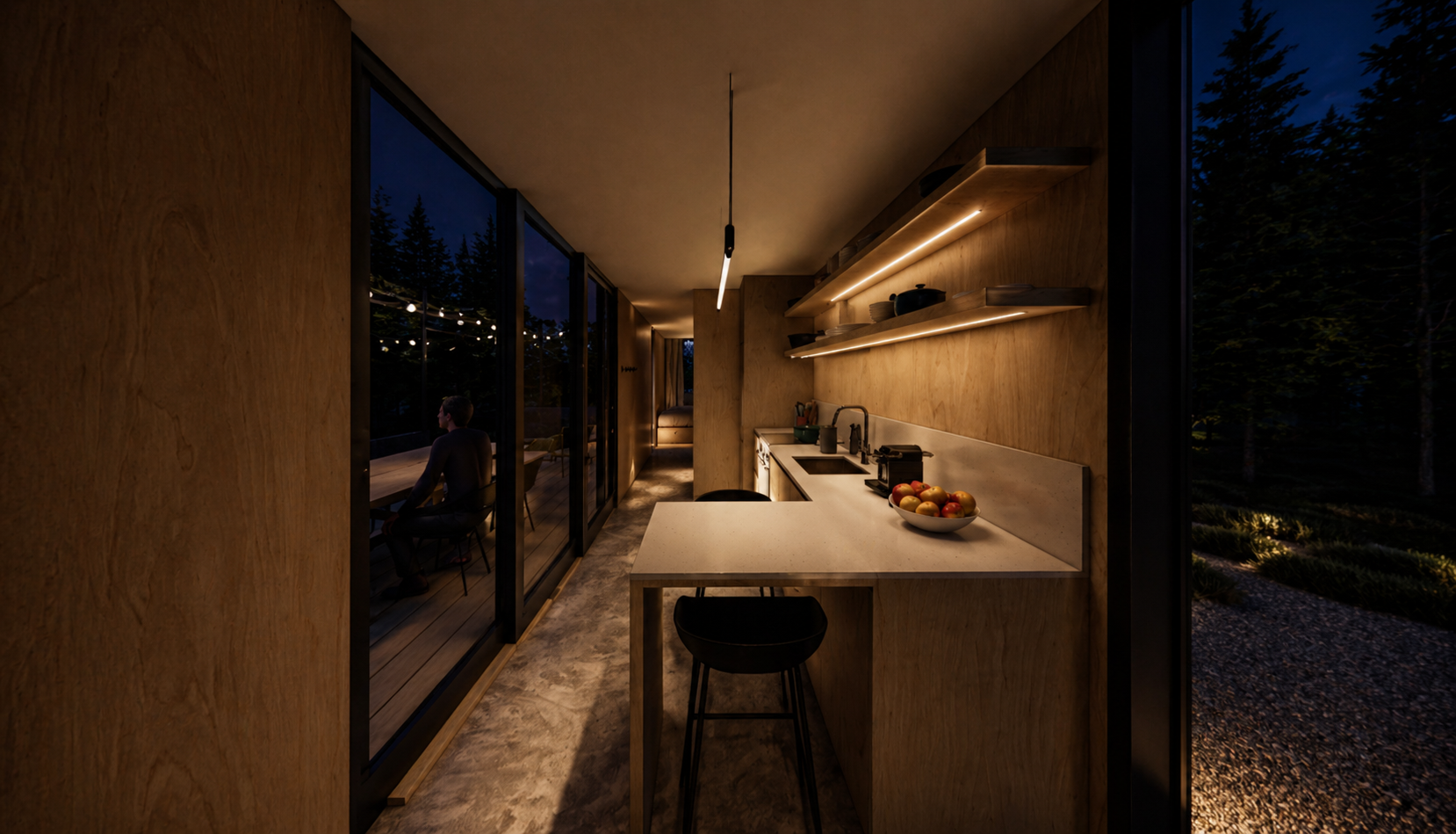 Cuisine avec vue sur terrasse
