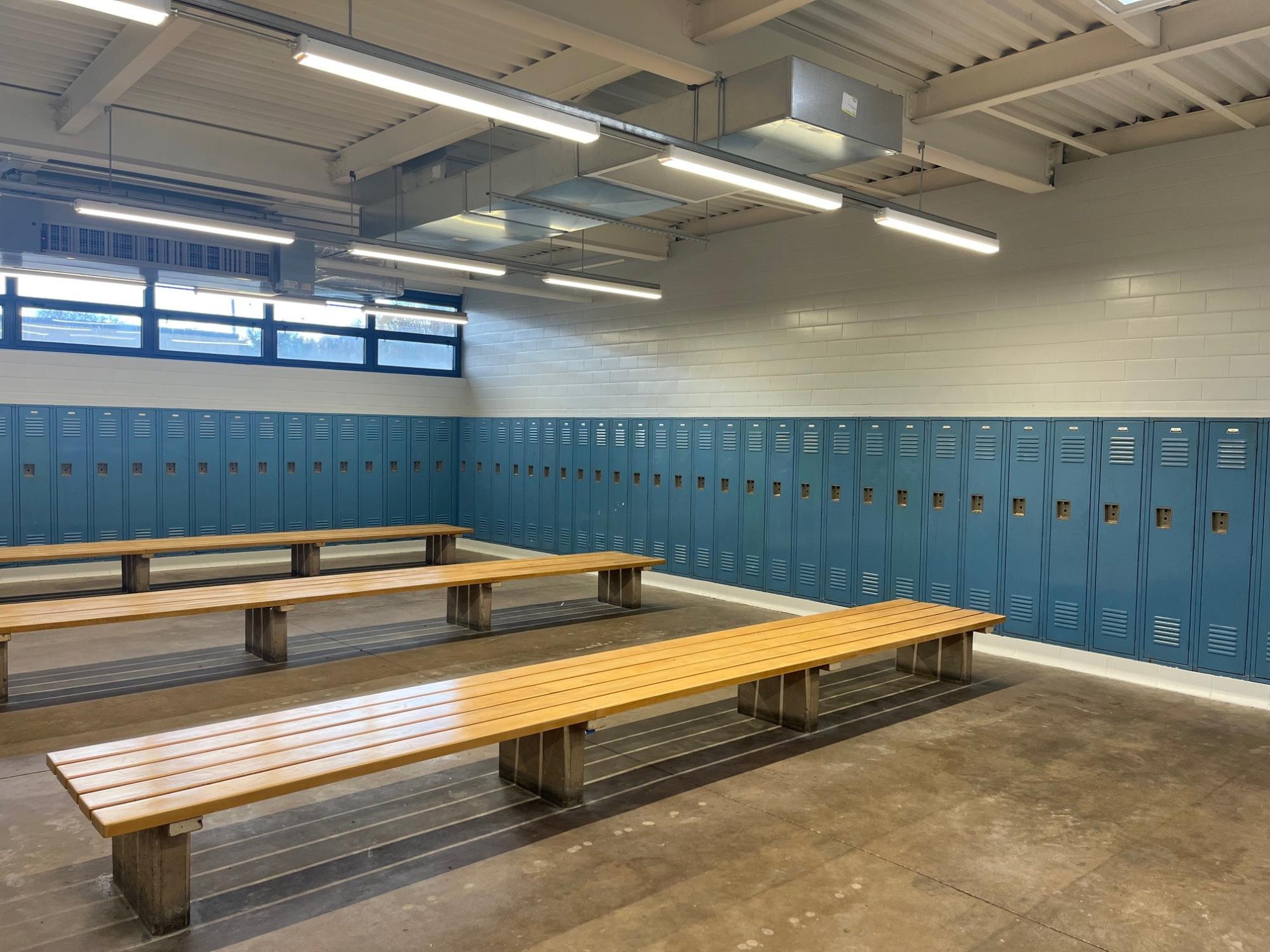 An empty school locker room