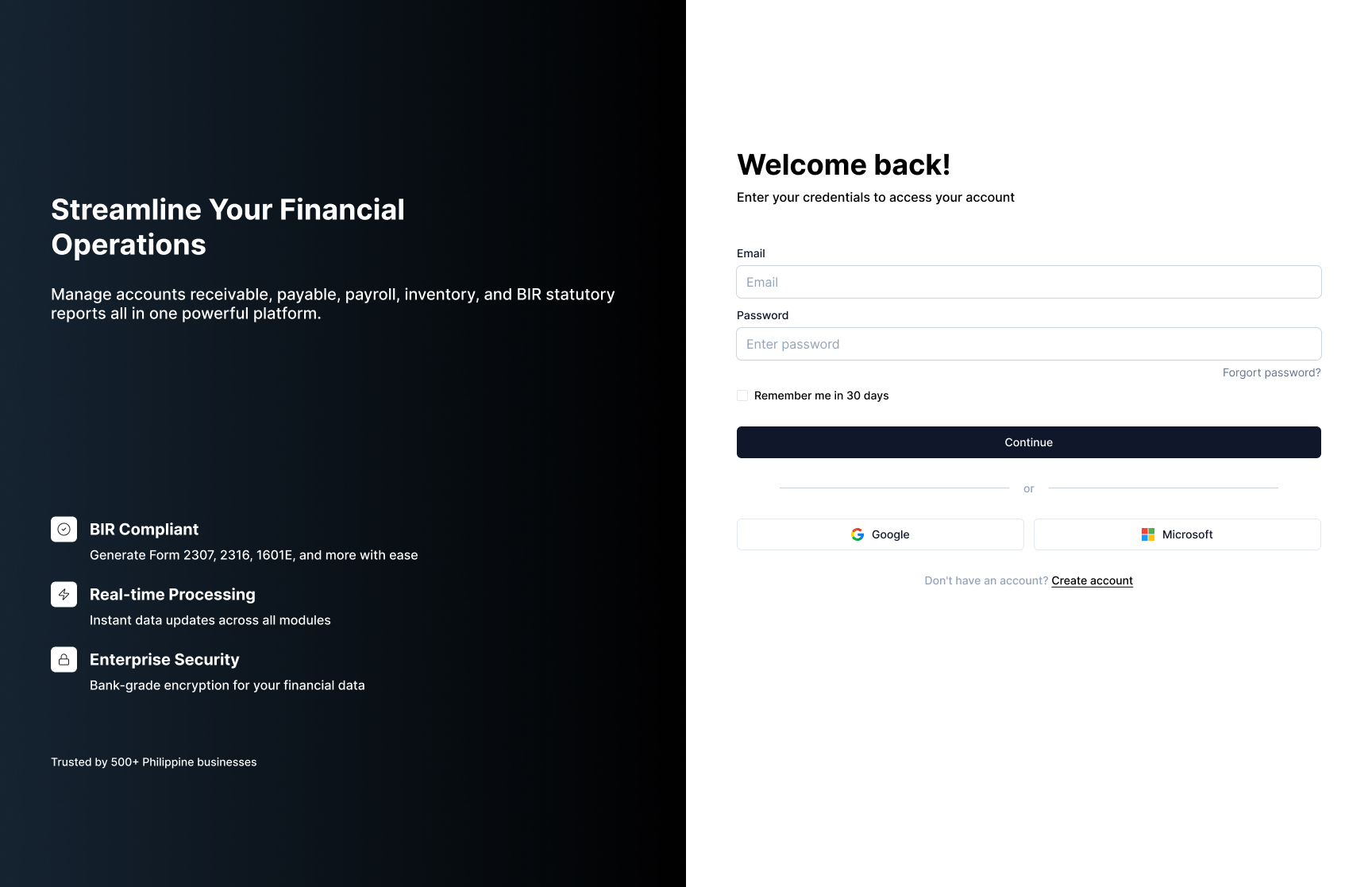 Financial Ops Platform - Login