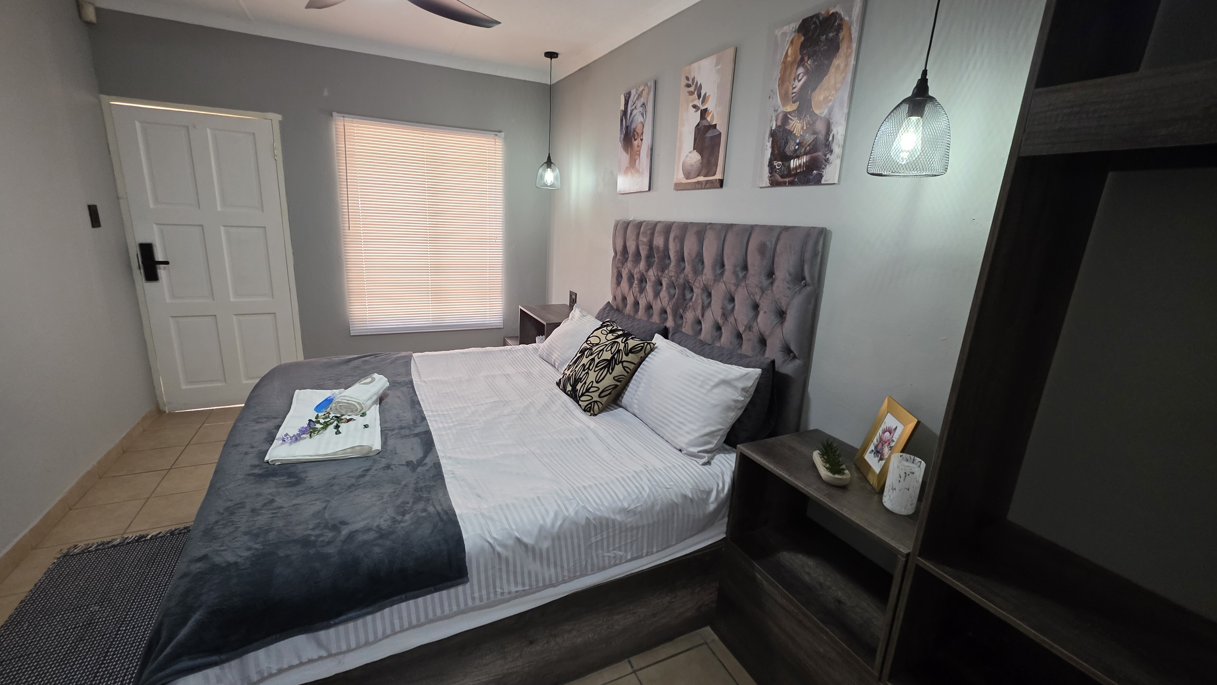 Luxury bedroom with tufted headboard