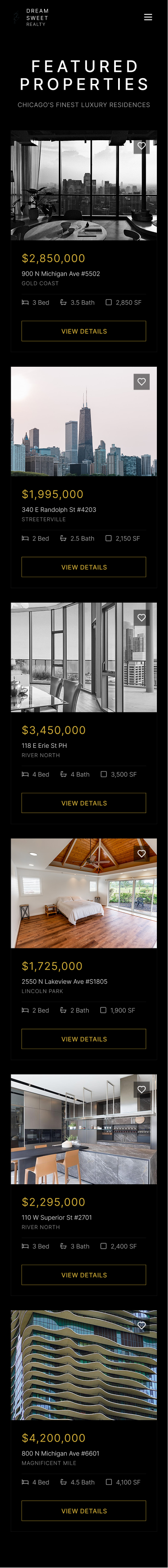 Featured properties listing page