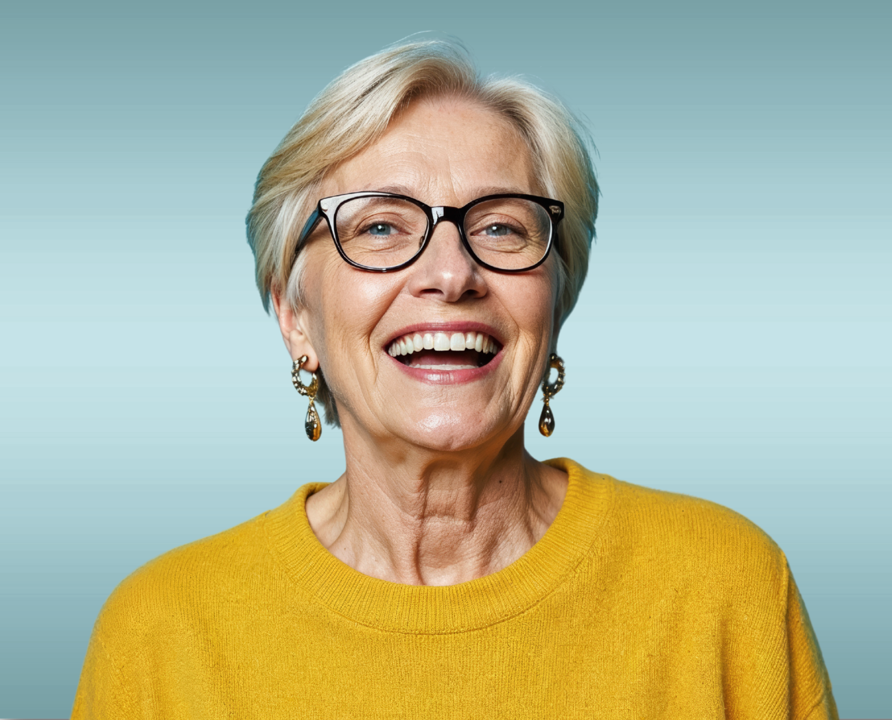Smiling woman with healthy gums after periodontal treatment