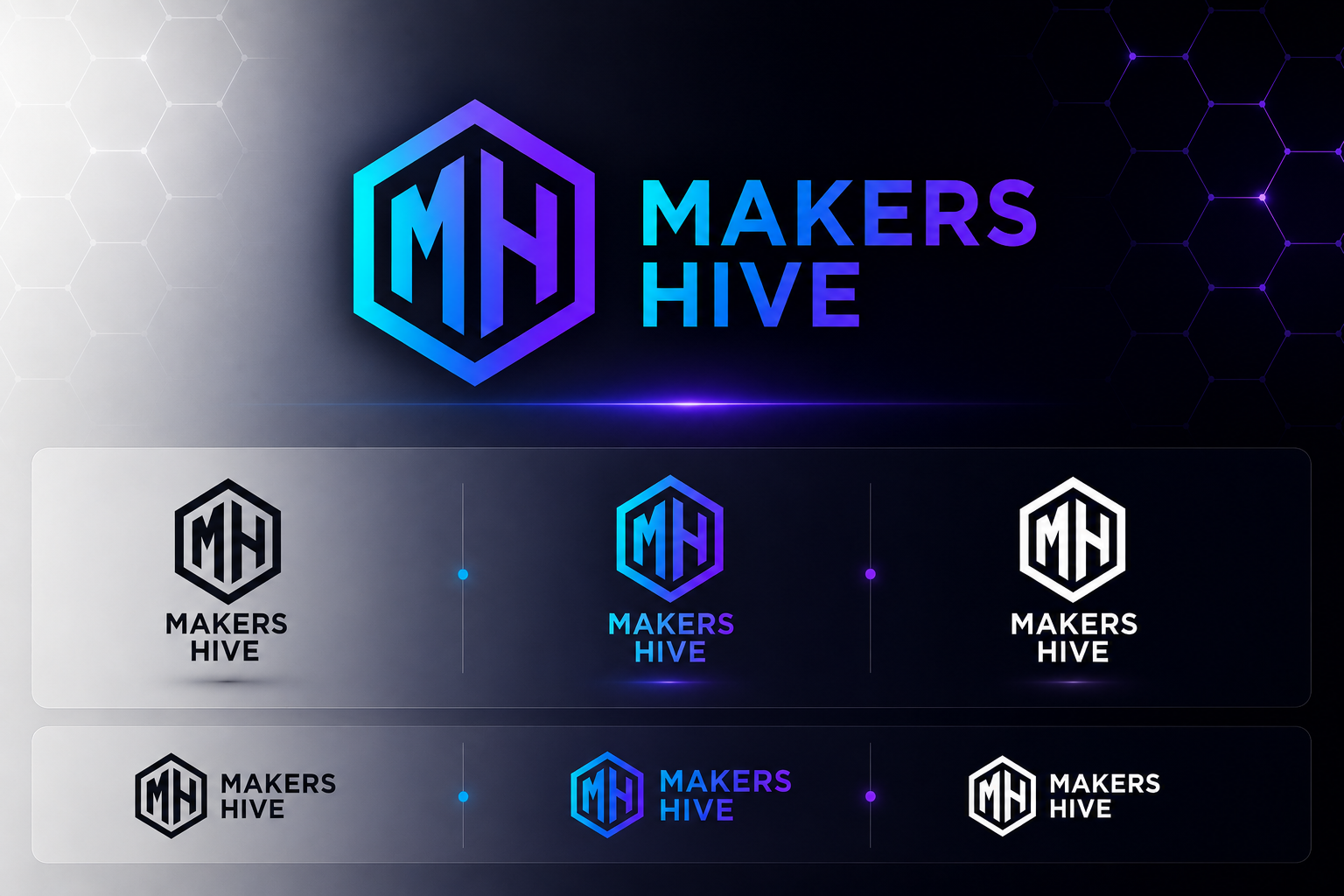 Makers Hive complete brand identity system - logo variations, color palette, and typography
