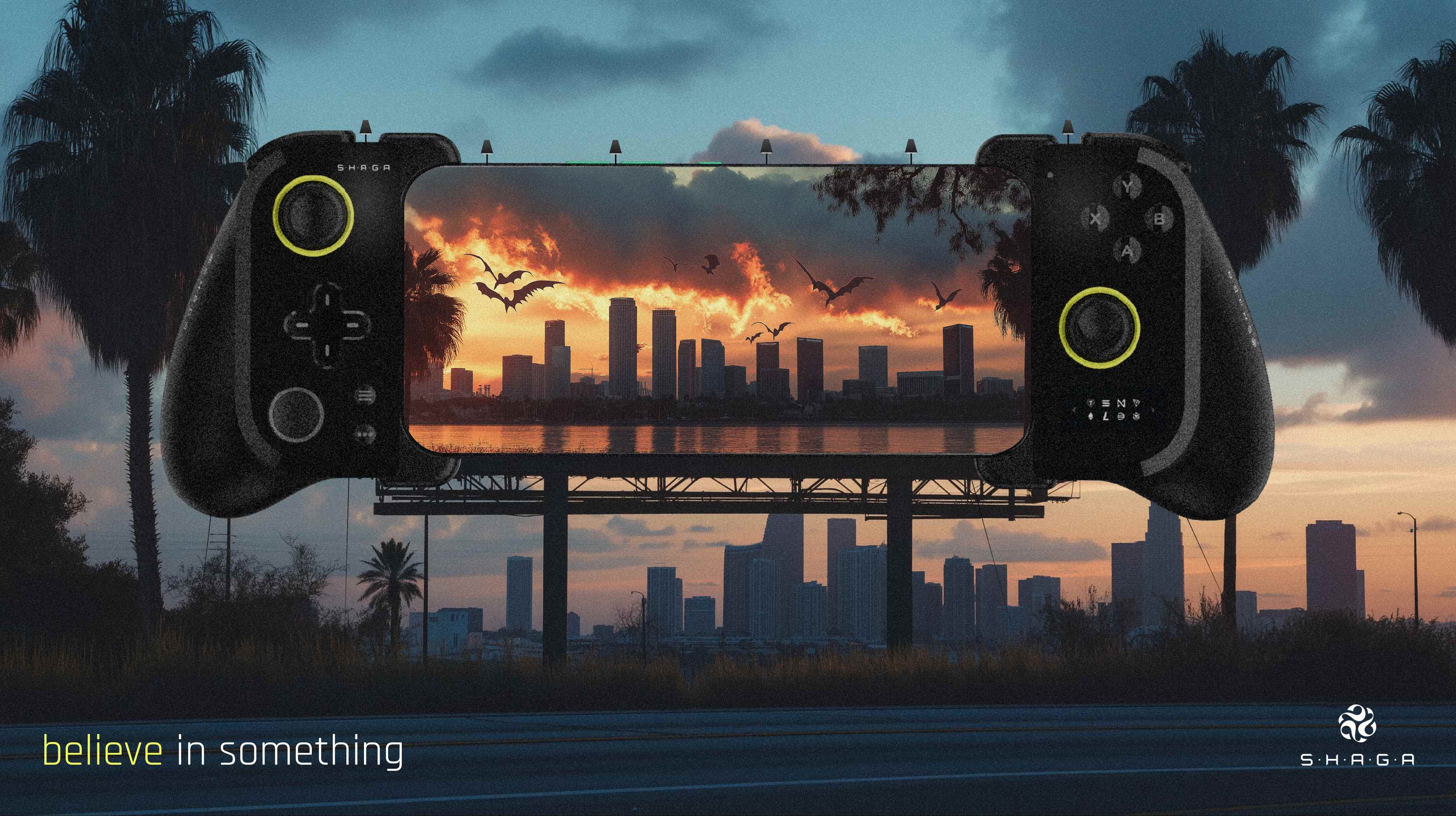 SHAGA Miami Sunset Gaming Controller Billboard