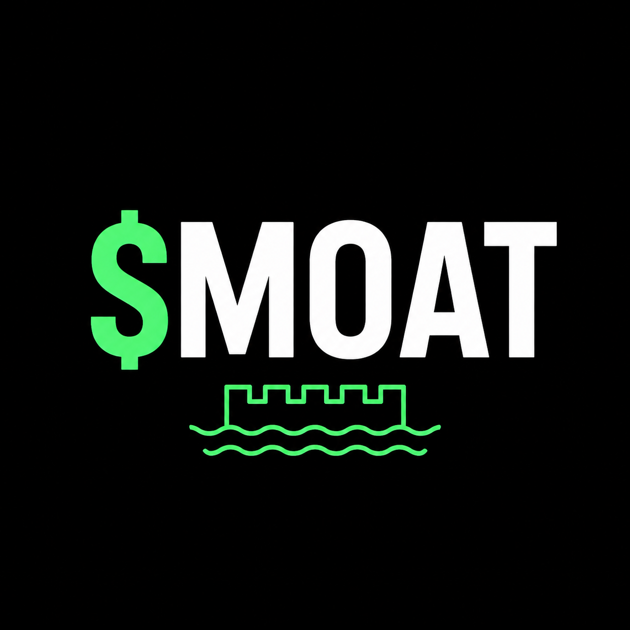 $MOAT logo with a neon green dollar sign and castle