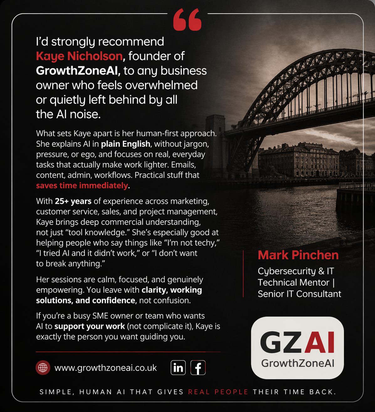 Testimonial and case study from Mark Pinchen for GrowthZone AI