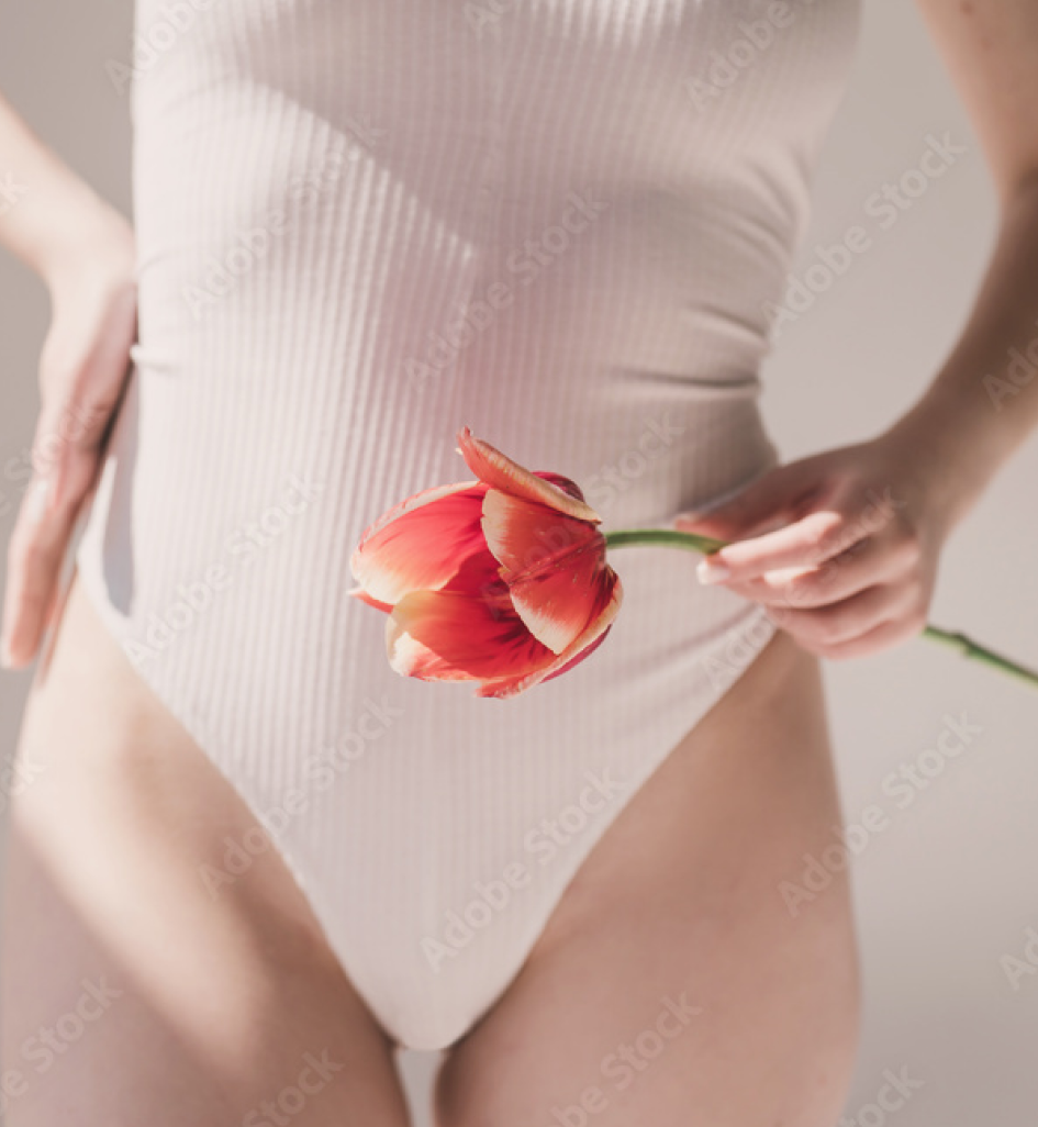 Pregnant woman with tulip