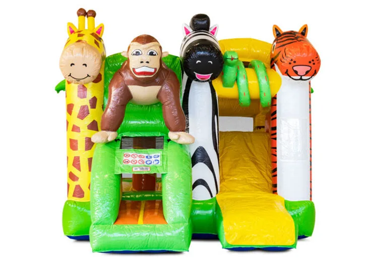 Djungel hoppborg med multiplay & rutschkana 🐯 🦒 🦍