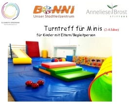 Flyer: Turntreff für Minis (2–4 Jahre) im Bonni – mit Eltern/Begleitperson