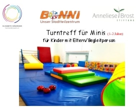 Flyer: Turntreff für Minis (1–2 Jahre) im Bonni – mit Eltern/Begleitperson
