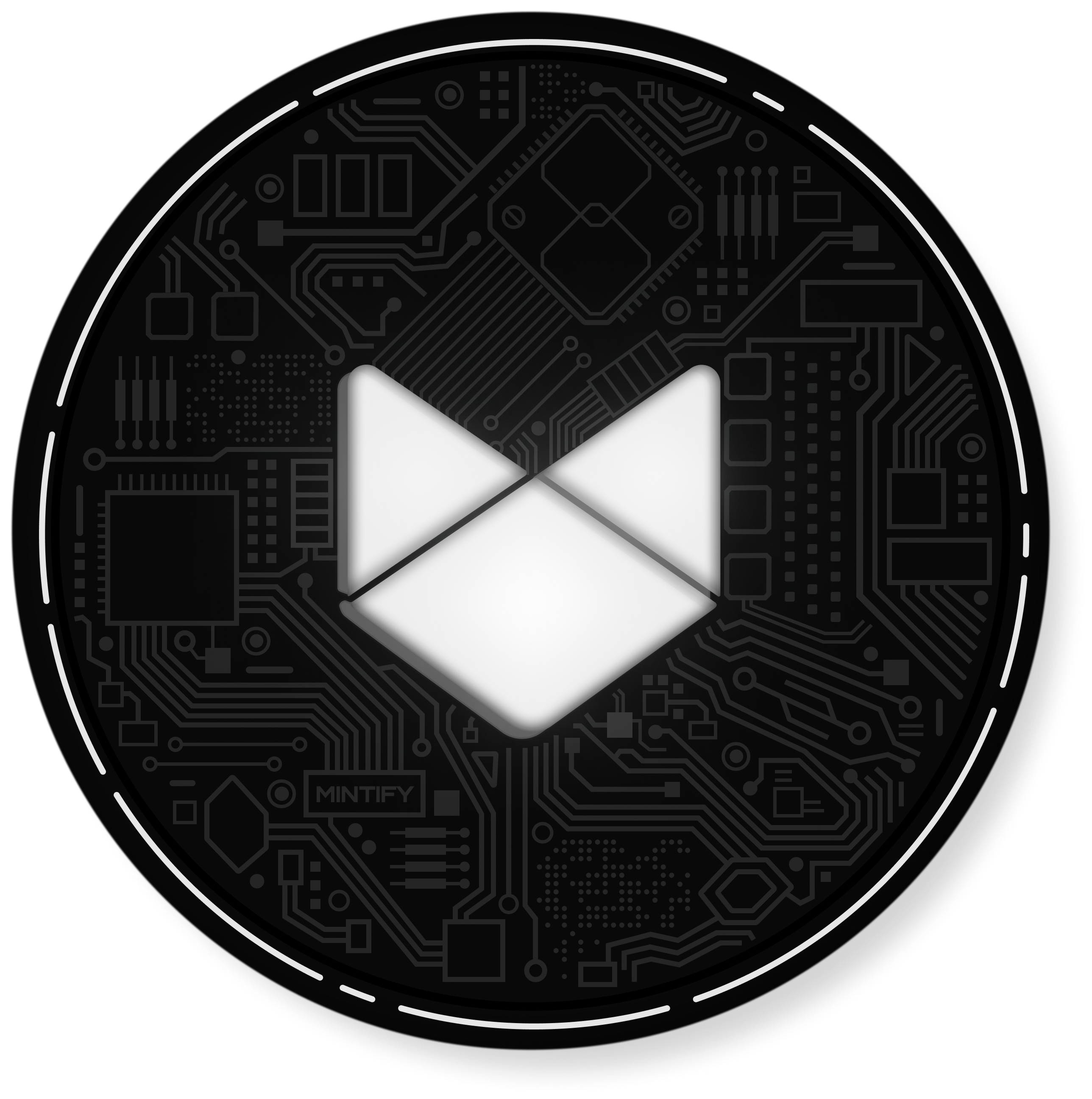 Mintify token detailed icon with circuit board pattern