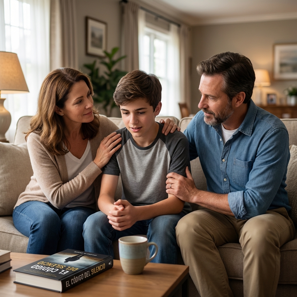 Familia reconectando - Padres e hijo adolescente