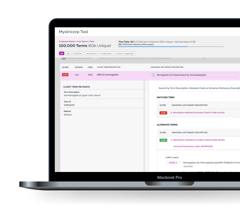 Medical informatics tool interface on MacBook Pro