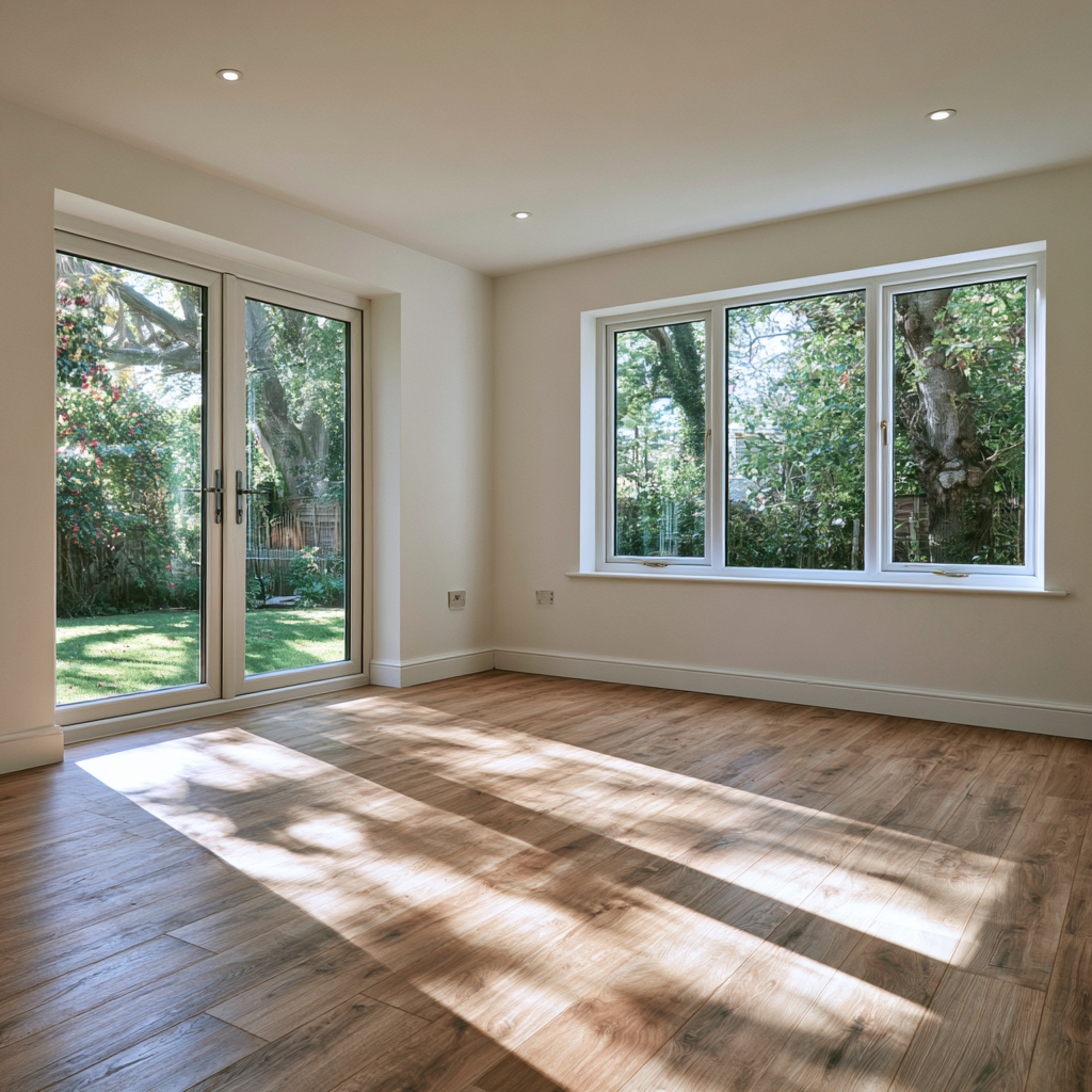 Compact single-storey extension with French doors in Hitchin