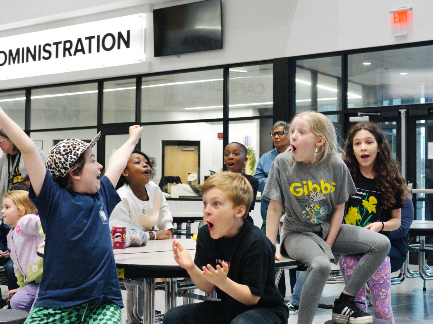 Gibbs students celebrating when they learned they placed at Destination Imagination