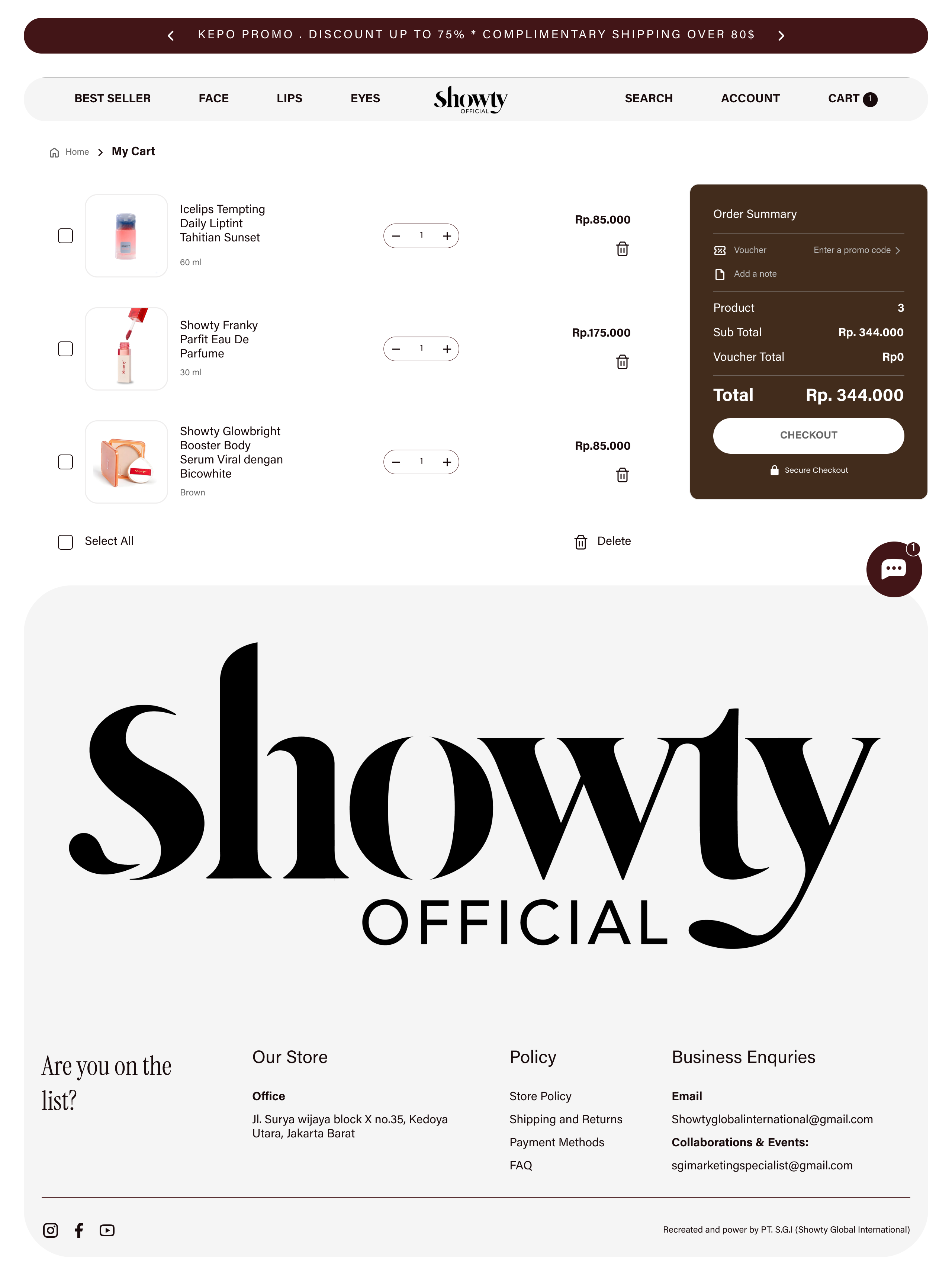 Showty website screen 3